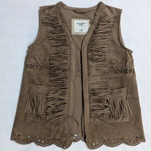 Abercrombie kids brown western cowboy fringe vest
